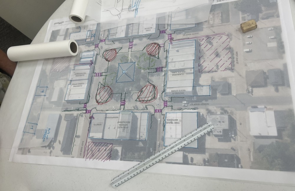 Architectural plans for a streetscape