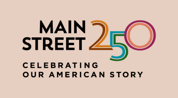 Main Street 250 logo on a pale pink background.